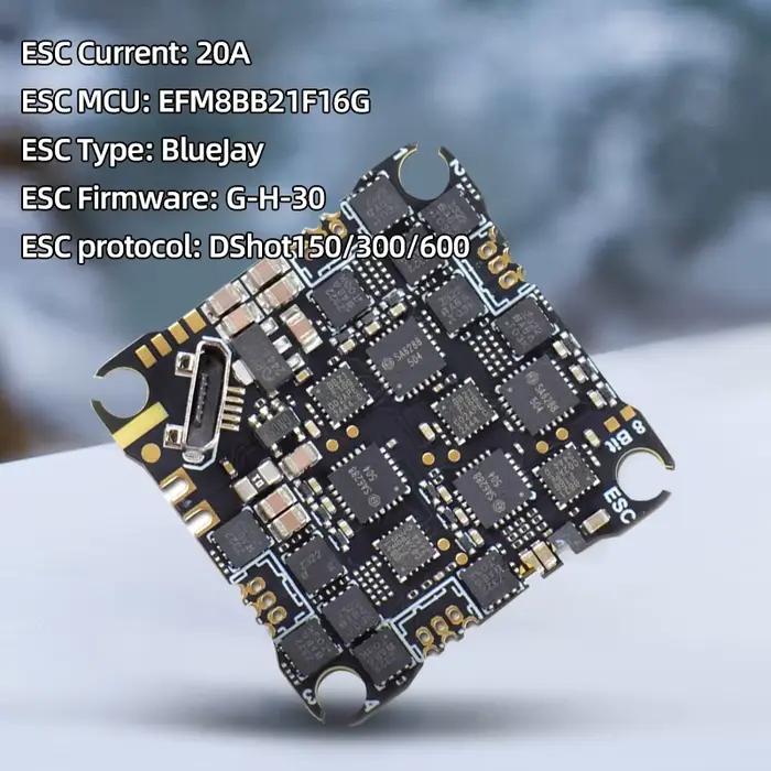JHEMCU GHF435AIO V2 contrôleur de vol FC récepteur ELRS 2.4G intégré 20A ESC