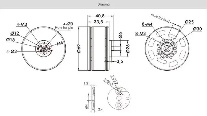 Moteur sans balis BLDC P60-X T-MOTOR pour drones agricoles et véhicules aériens multiaxiaux ocasions spéciales
