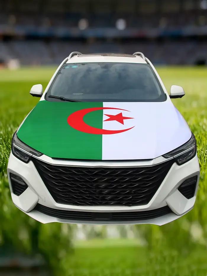 Housse de moteur de voiture avec drapeau national algérien, pour décoration, en tissu élastique, bannière graphique complète pour camion