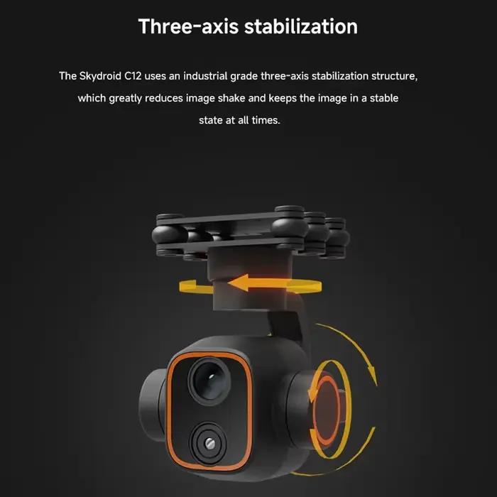 Skydroid C12 AI Tracking Gimbal : double capteur thermique et optique 2K avec stabilisation à 3 axes pour drones intelligents