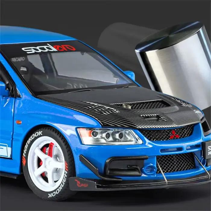 Mitsubishis Lancer Evolution 9 – modèle de voiture de sport en alliage, véhicules de course sur piste modifiés en métal, son et lumière, cadeaux pour enfants, 1:24