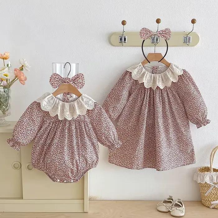 Nouvelle Robe de Printemps 2026 pour Filles, Robe de Princesse à Manches Longues en Coton Imprimé pour Enfants de 2 à 7 Ans, Robe de Soirée pour Fille, Barboteuse pour Bébé Fille