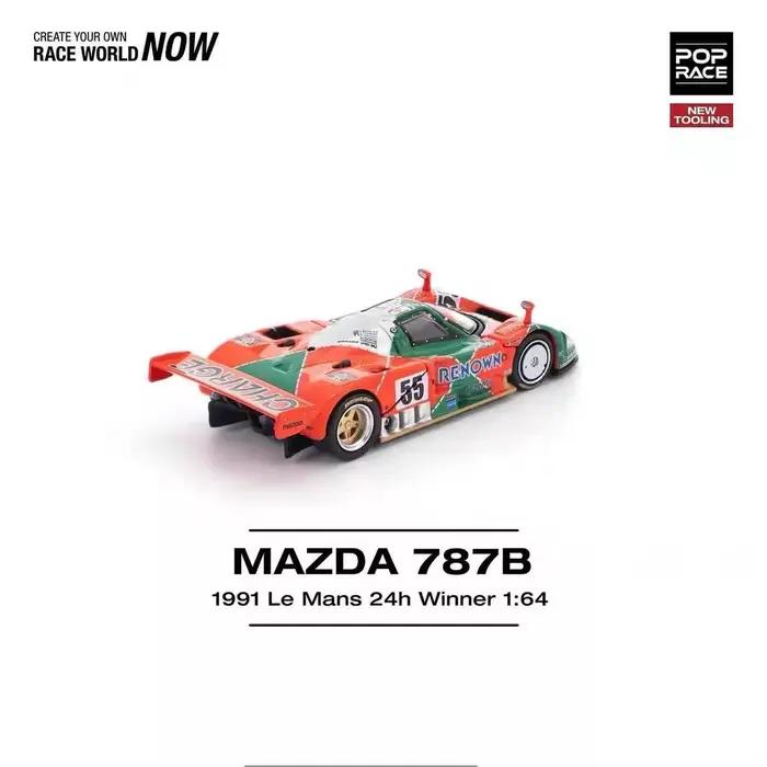POP RACE 1:64 ornement de supercar simulé Mazda 787B-91 Le Mans championnat course alliage modèle Collection jouets