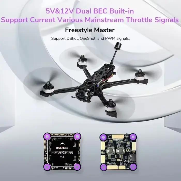 Contrôleur de vol RC HobbyFly CrossRace 12CH OSD 4-en-1 ESC Plug-and-play pour drone de course FPV multirotor 2-8 axes