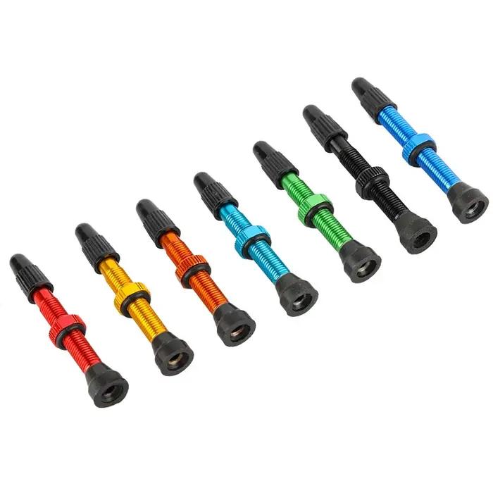Tiges de Valve Presta Tubeless pour vélo, en alliage d'aluminium, 40mm 44mm 48mm 60mm 80mm, avec outil de retrait du noyau de Valve, 2 pièces/sac