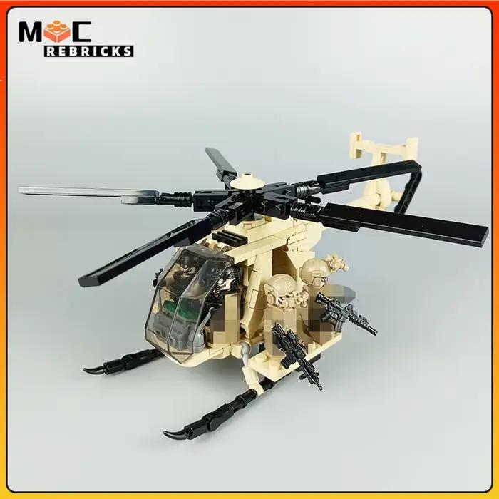 WW II Série Militaire Nouvelle MH-6 Petits Oiseaux Hélicoptères Avec Soldes MOC décennie s De Construction Avion Présentoir Briques Jouets Cadeaux
