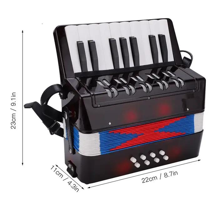 Clavier de piano musical accordéon noir, entraînement au mouvement pendant, 17 touches, 8 basses