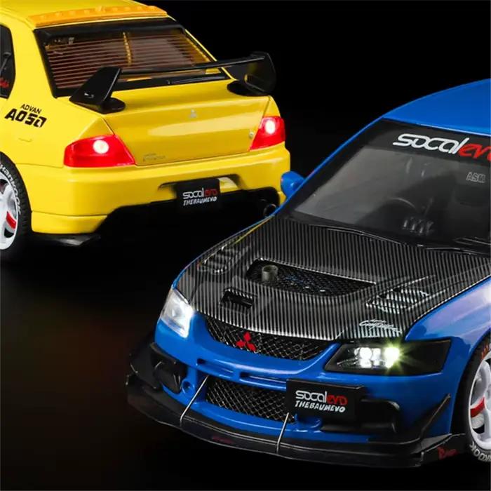 Mitsubishis Lancer Evolution 9 – modèle de voiture de sport en alliage, véhicules de course sur piste modifiés en métal, son et lumière, cadeaux pour enfants, 1:24