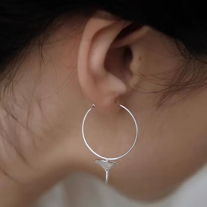 ANENJERY – boucles d'oreilles créoles avec pendentif champignon pour femmes, Design de Niche élégant et délicat, bijoux de fête créatifs, cadeaux, vente en gros