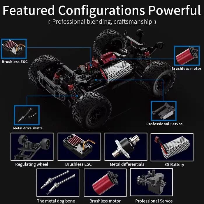 RC Voiture KF10 1:10 4WD Vitesse 70km/h Terrain Tout-Usage Blanc Noir Vert Monster Truck Occasions Spéciales