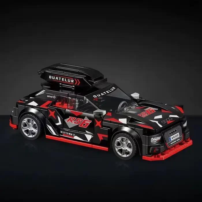 Briques de construction de voitures de course noires et rouges | Roues coulissantes et intérieur détaillé | Jouet de véhicule de collection pour les passionnés d'automobiles