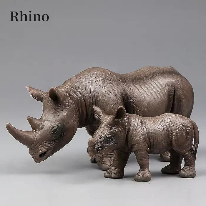 Simulation d'animal sauvage, modèle de rhinocéros indien en PVC, ornement de maison, jouet éducatif pour enfants, cadeau