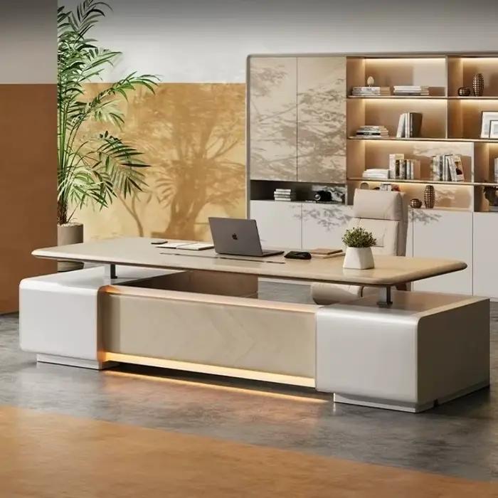 Bureau de direction moderne et élégant avec chaise, armoire et table réglable en hauteur – Combinaison bureau et poste de travail haut de gamme