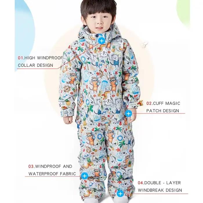 Combinaison de Ski imperméable pour enfants, combinaison de Ski pour enfants, coupe-vent chaud d'hiver, veste de neige et pantalon pour garçons et filles, costume de Snowboard