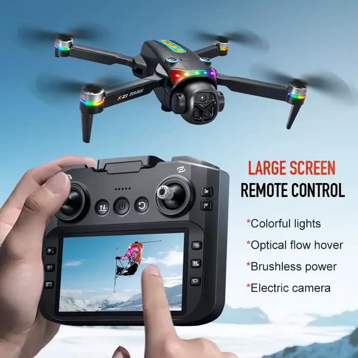 Nouveau Drone K21 MAX professionnel, caméra aérienne 4K FPV pour éviter les obstacles avec grand écran de 4.3 pouces, télécommande, Drone RC pliable
