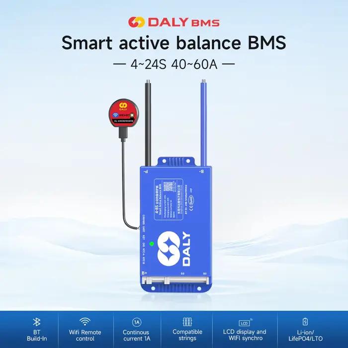 Daly smart BMS 3S 4S 8S 16S 17S 24S 12V 24V 48V 60V 72V 40A 60A BMS Lifepo4 Li-ion LTO batterie bms pour Scooters électriques