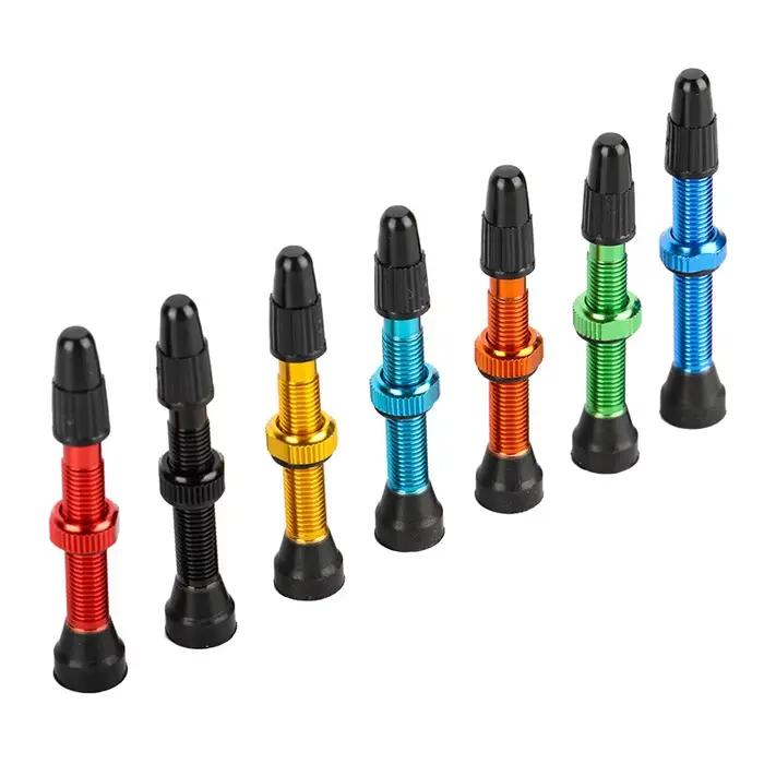 Tiges de Valve Presta Tubeless pour vélo, en alliage d'aluminium, 40mm 44mm 48mm 60mm 80mm, avec outil de retrait du noyau de Valve, 2 pièces/sac