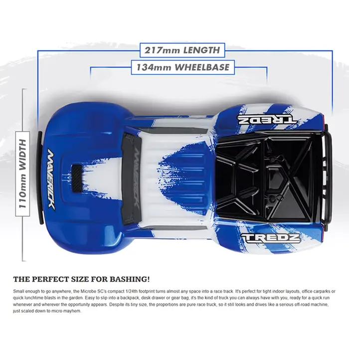 HPI RACING Maverick MICROBE SC Flux Brushless RWD 1/24 Voiture RC électrique télécommandée modèle Short Course pour adultes et enfants