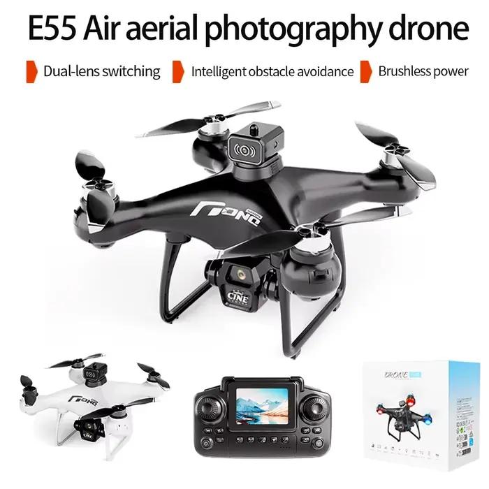 E55 Drone Mini double caméra 8K aérien HD professionnel télécommande avion GPS évitement de positionnement moteur sans