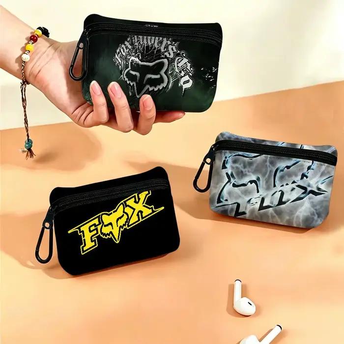 Mini portefeuille portable en tissu Oxford avec logo F-FOXs, design mousqueton, petit sac à monnaie pour cartes, clés, écouteurs