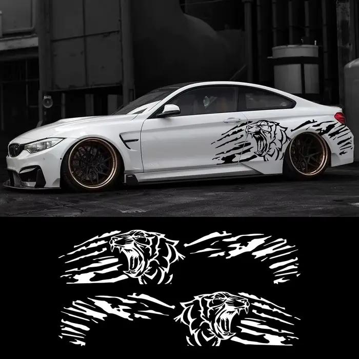 Autocollant graphique de voiture avec motif de tigre rugissant, accessoires de décoration automobile pour BMW Seat Subaru Volkswagen Audi Tesla Skoda Volvo