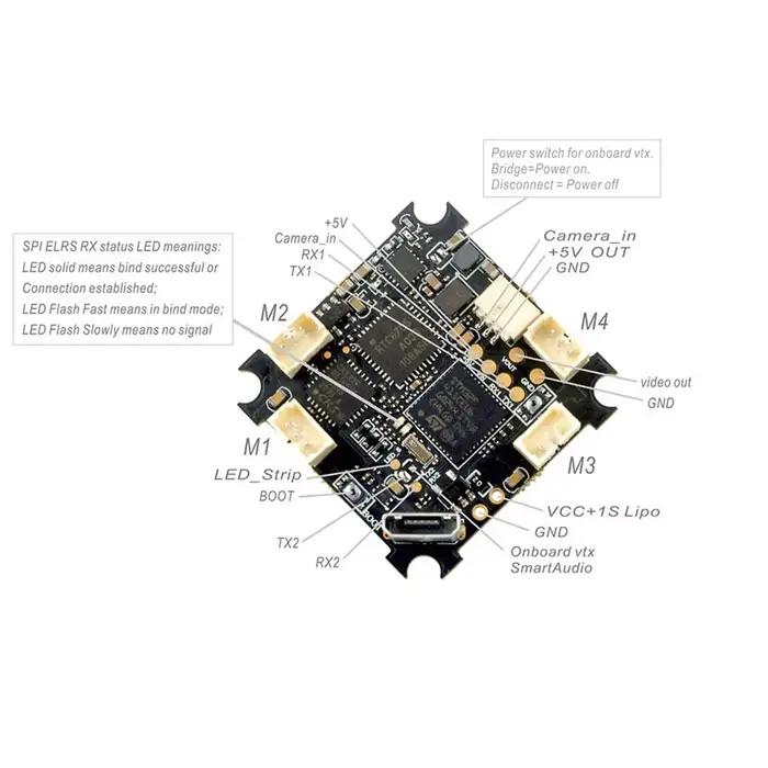 Contrôleur de vol Happymodel ELRS F4 2G4 AIO 5 en 1 avec récepteur