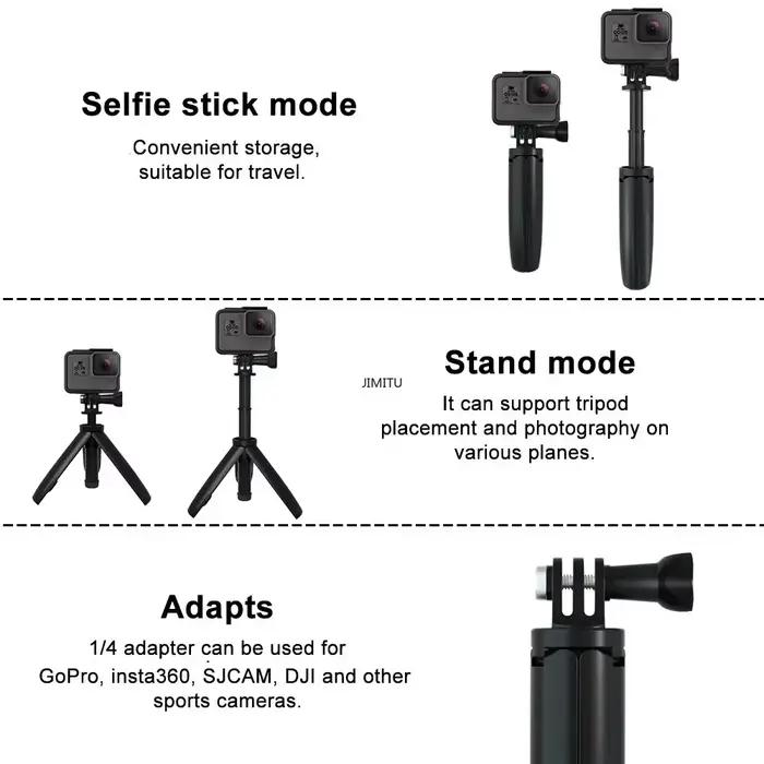 Trépied pliable pour GoPro Vlog mini monopode portable noir compatible avec GoPro Hero 11 10 8 7 et autres caméras d'action occassions spéciales et voyages