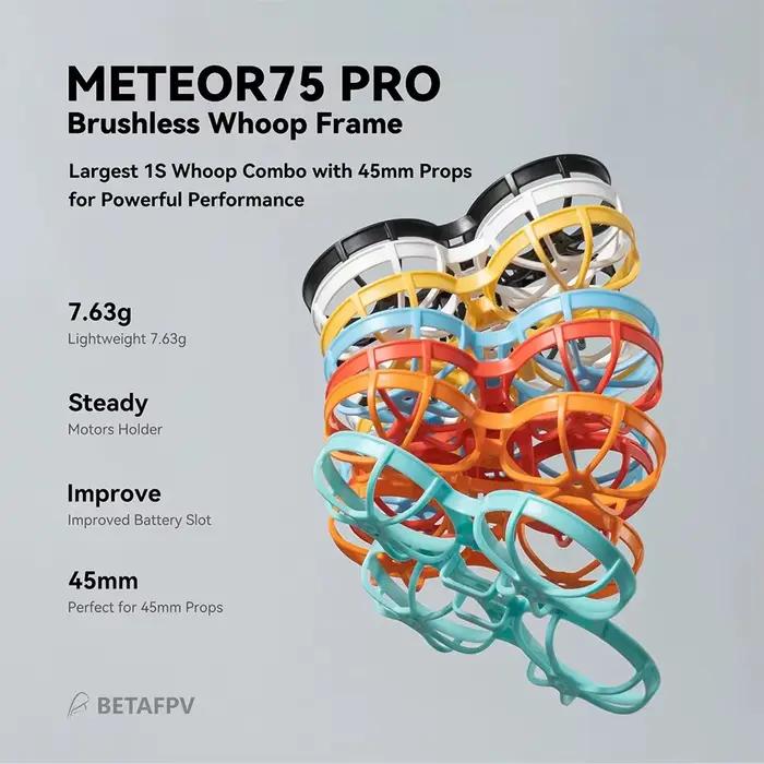 Châssis de drone FPV BETAFPV Meteor75 Pro 1S Micro Brushless Whoop Meteor 75 Pro pour course FPV RC Quadcopter