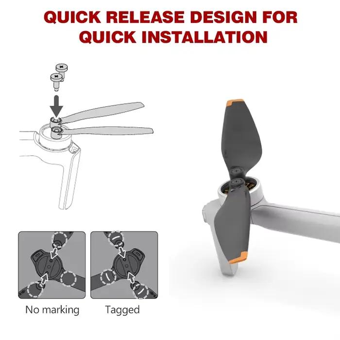 Hélices pliantes en carbone pour DJI Mini 3 Mini 3 Pro Mini 4 Pro avec précision de vol et durabilité argent brun or orange occasions spéciales