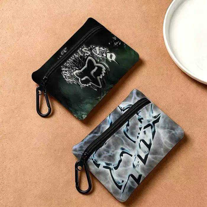 Mini portefeuille portable en tissu Oxford avec logo F-FOXs, design mousqueton, petit sac à monnaie pour cartes, clés, écouteurs
