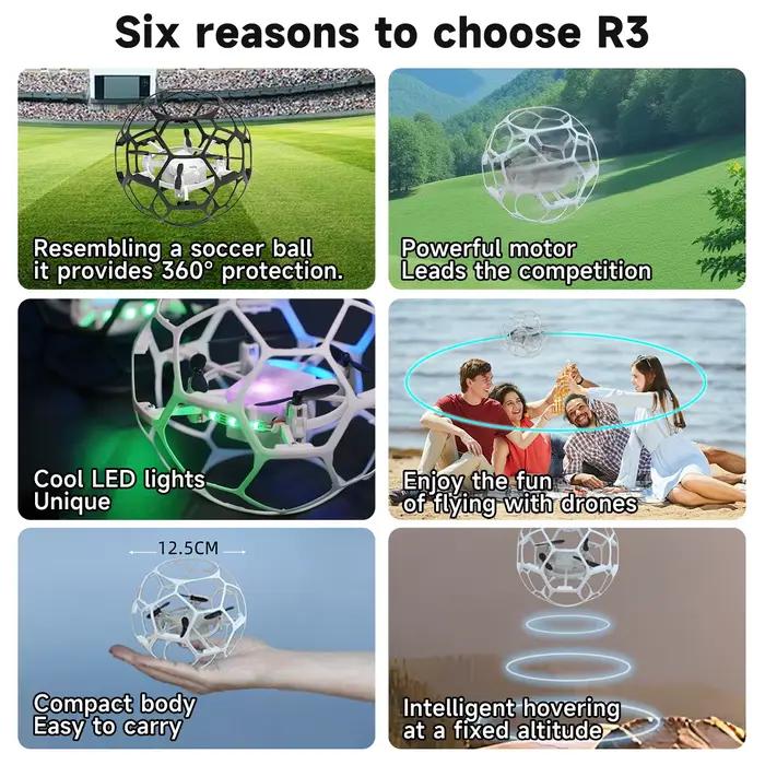 AXNEN R3 Football RC Drone sphérique 2.4G 3D Flip une clé décollage Auto maintien d'altitude RC quadrirotor