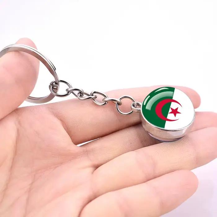 Porte-clés drapeau algérie, breloques en verre et cristal, pendentif, Souvenir patriot, cadeaux pour femmes et hommes, drapeaux algérie, bijoux