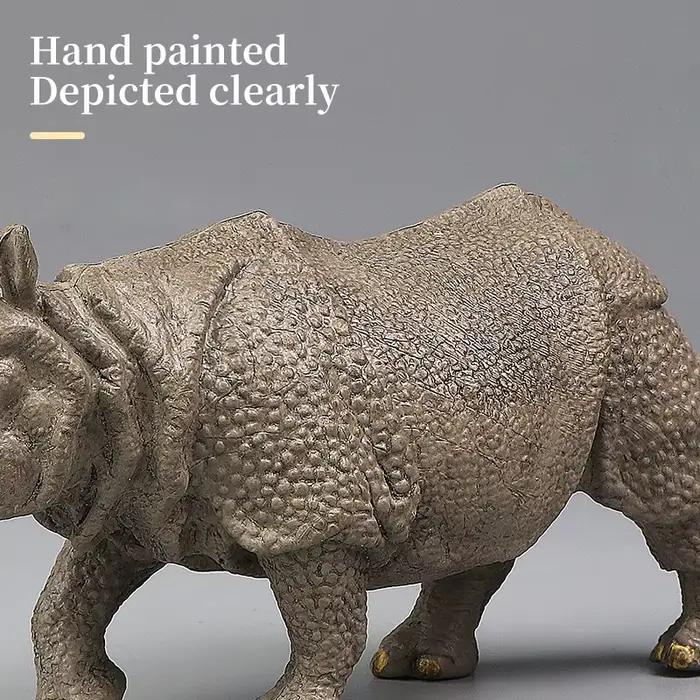 Simulation d'animal sauvage, modèle de rhinocéros indien en PVC, ornement de maison, jouet éducatif pour enfants, cadeau