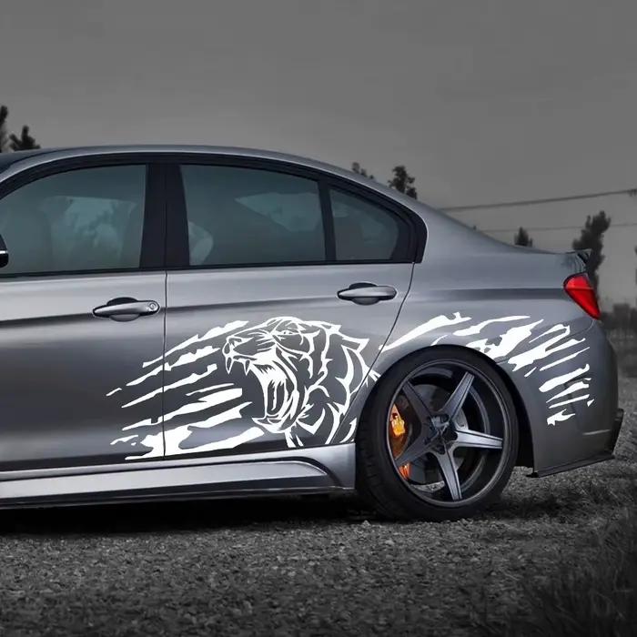 Autocollant graphique de voiture avec motif de tigre rugissant, accessoires de décoration automobile pour BMW Seat Subaru Volkswagen Audi Tesla Skoda Volvo