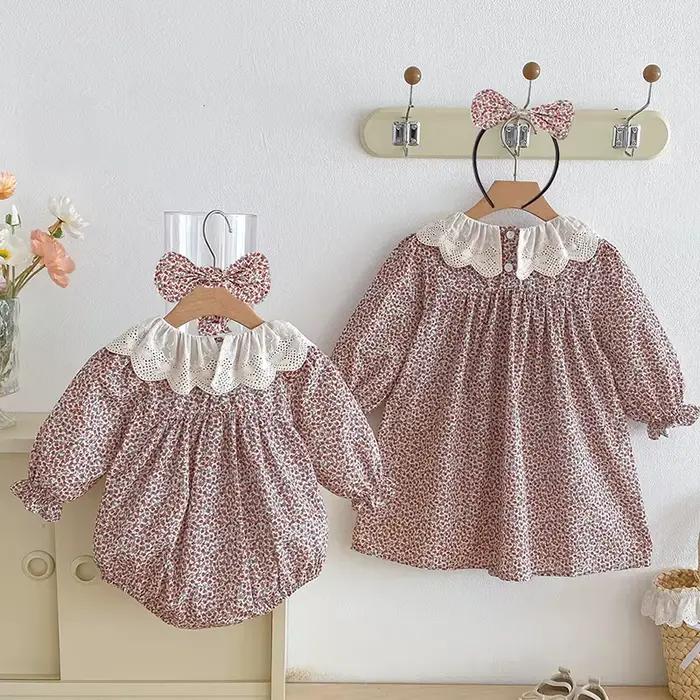 Nouvelle Robe de Printemps 2026 pour Filles, Robe de Princesse à Manches Longues en Coton Imprimé pour Enfants de 2 à 7 Ans, Robe de Soirée pour Fille, Barboteuse pour Bébé Fille