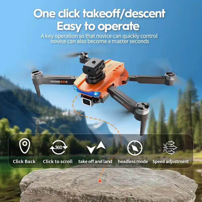 Drone d'évitement d'obstacles sans balais E99S avec caméra 4K pour touristes et passionnés de photographie aérienne