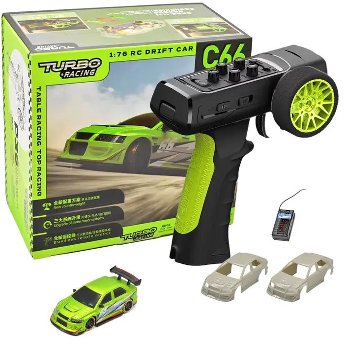Turbo Racing 1:76 C66 Drift RC voiture avec gyroscope 2.4G 5CH Radio télécommande entièrement proportionnelle RTR jouets de bureau pour cadeau de noël