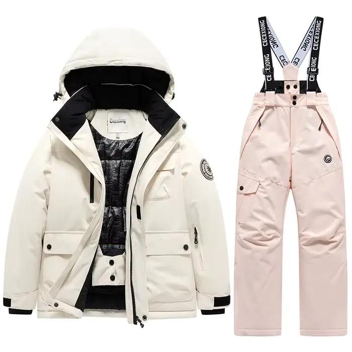 Ski d'hiver manteau et pantalon de Ski pour enfants 2 pièces ensemble chaud imperméable garçons filles Ski en plein air snowboard Ski d'hiver enfants