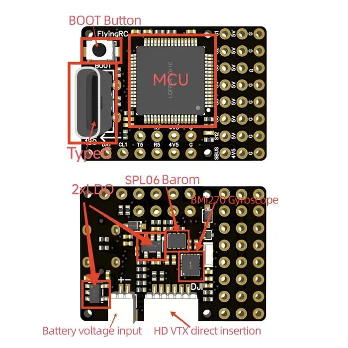 FlyingRC F4Wing Mini MK1 contrôleur de vol à aile fixe F405 FC Support AP/INAV/BF micrologiciel 1-6S Lipo pour Drone