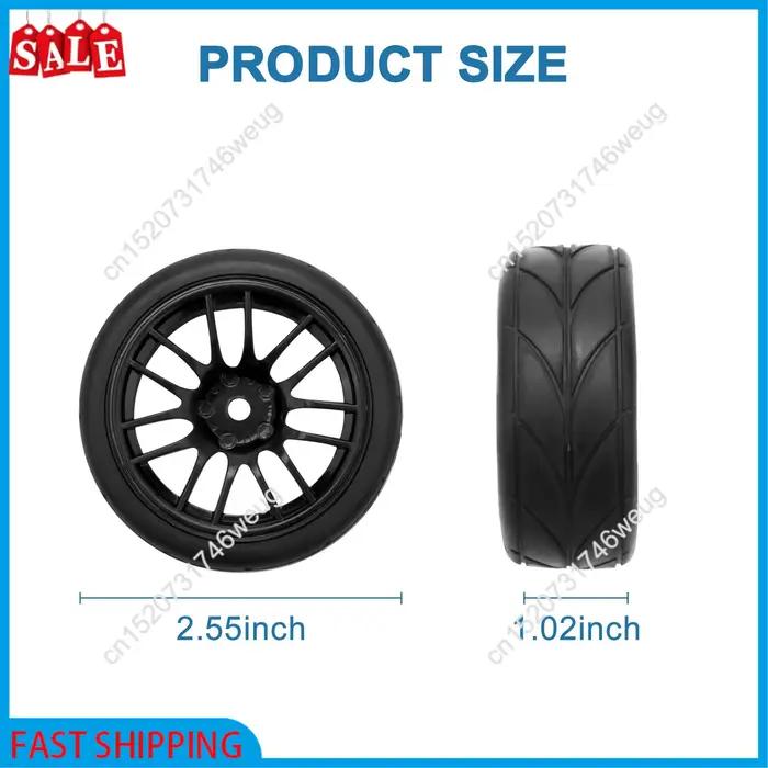 4Pcs 1/10 pneu en caoutchouc pneus de voiture de course Rc sur jante de roue de route adapté pour Hsp Hpi 9068-6081