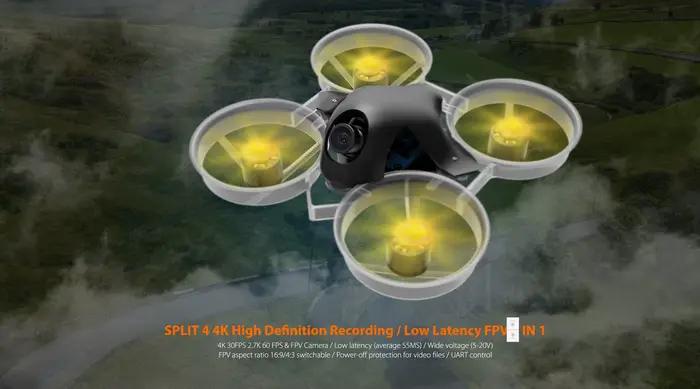 Split 4 V2 4K FPV Caméra 13MP Capteur Format de fichier MP4 pour l'enregistrement de course de drone FPV