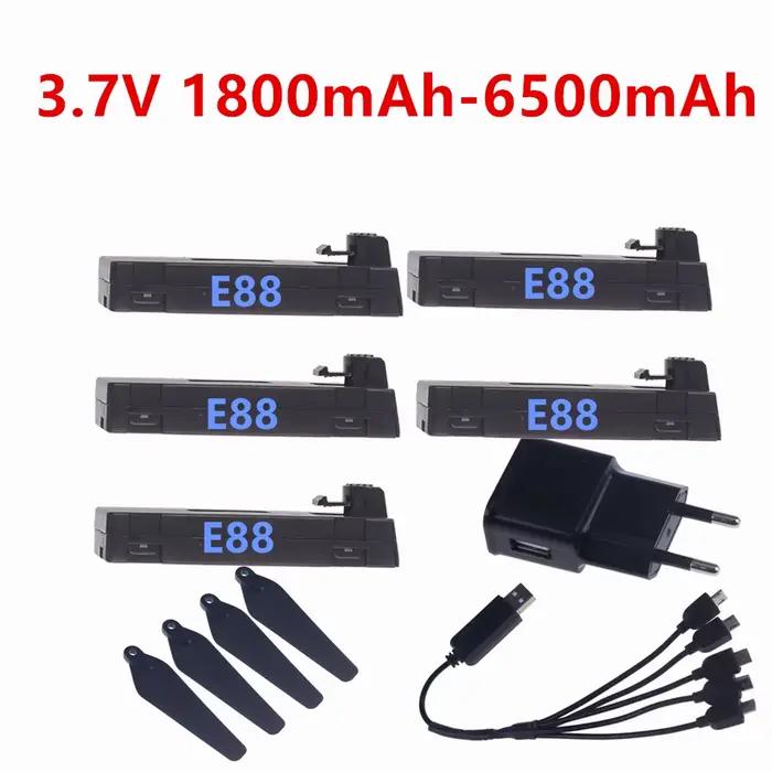 Batterie de drone RC 1800mAh 3600mAh 6500mAh pour E88 E88PRO E99 E525 S92 P1 F185 F195 K3 K10 - Chargeur en lithium-ion polymère pour mini-drone UAV
