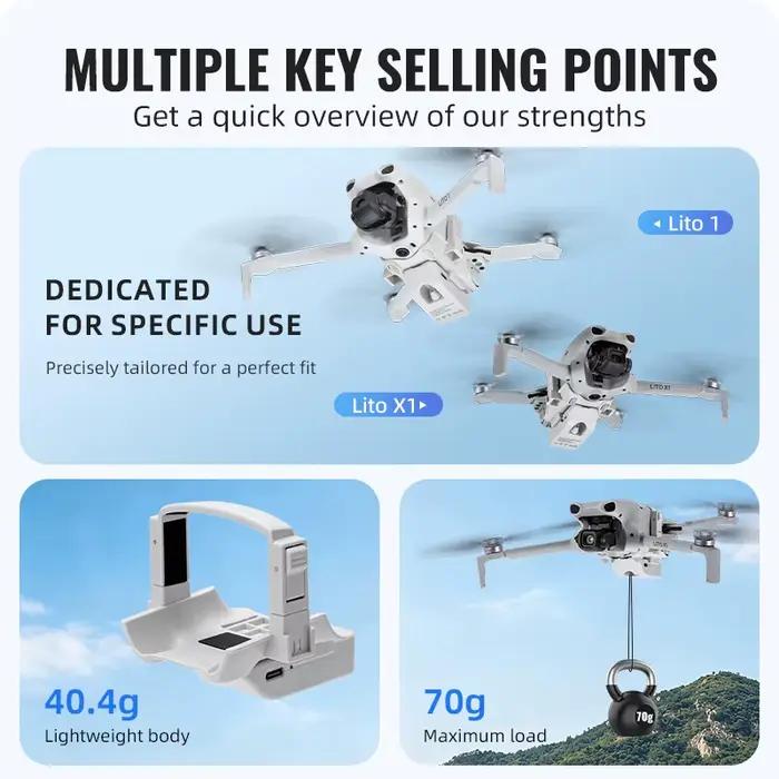 Système de largage aérien 12KM pour accessoires de drone DJI Lito 1/X1