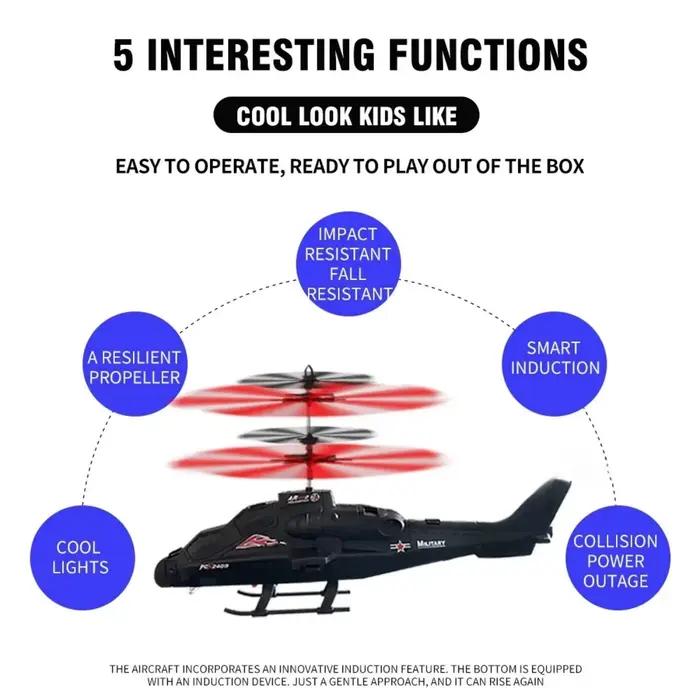 Jouet hélicoptère télécommandé magique contrôlé à la main 360 ° Mini drone UFO rotatif avec lumières LED