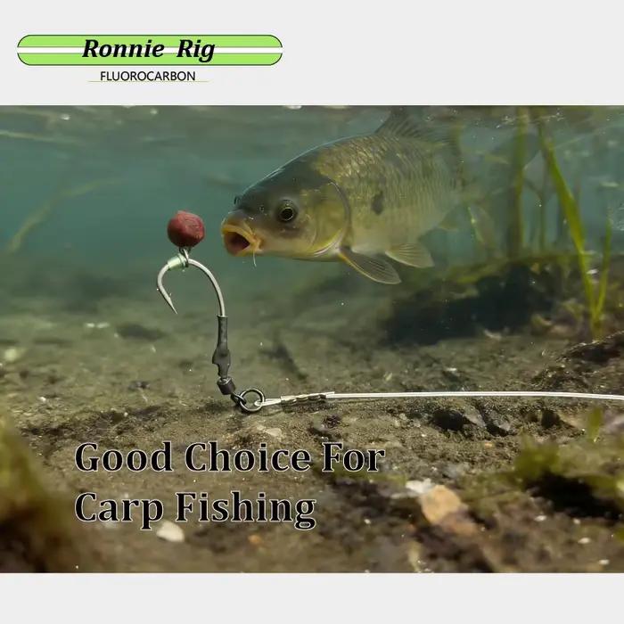 6 pièces de montages Ronnie pour la pêche à la carpe, montages prêts à l'emploi avec hameçon, montages en fluorocarbone pour la pêche à la carpe # 2 # 4 # 6 crochets