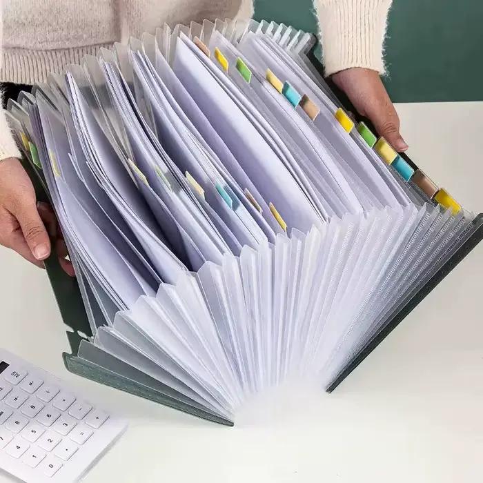 Organisateur de fichiers accordéon avec 13 poches, dossier extensible avec poche pour étiquette, ouverture verticale, format A4/Letter