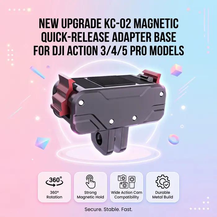 Support de base magnétique à dégagement rapide KC-02 amélioré pour drones DJI Action 3 4 5FRO - Compatible avec la