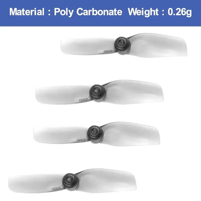 HQProp Micro Whoop 40MMX2 hélices en Poly carbonate gris 2CW + 2CCW arbre 1.5MM pour Drones