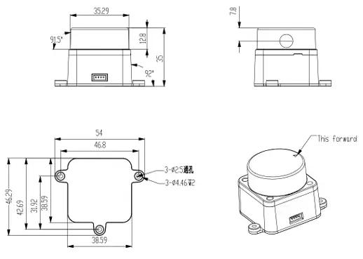 Kit Lidar LDROBOT D800 25 mètres DTOF
