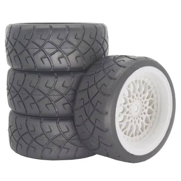 Pneus en caoutchouc de course rallye RS 1/10 + roues hexagonales de 12mm pour HPI KYOSHO Tamiya XV01/XV02/TA06/TT01/TT02/PTG2